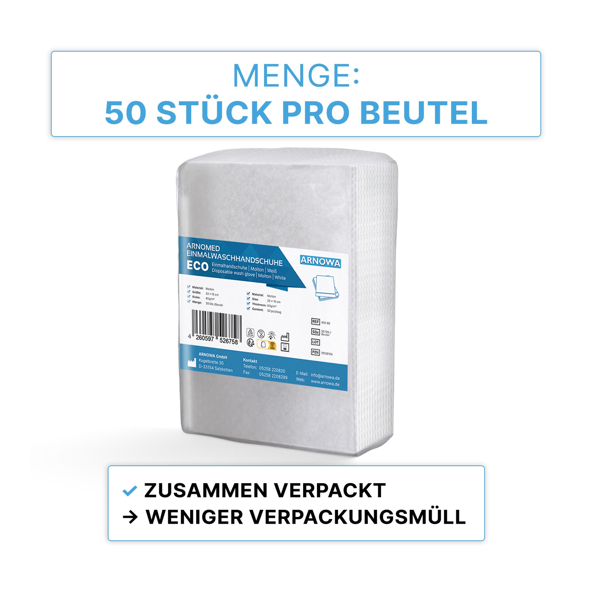 ARNOMED Einmalwaschhandschuhe Molton