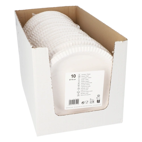 Starpak Schalen, Pappe rund Ø 19 cm, 2,4 cm weiß, 15 x 10 Stück