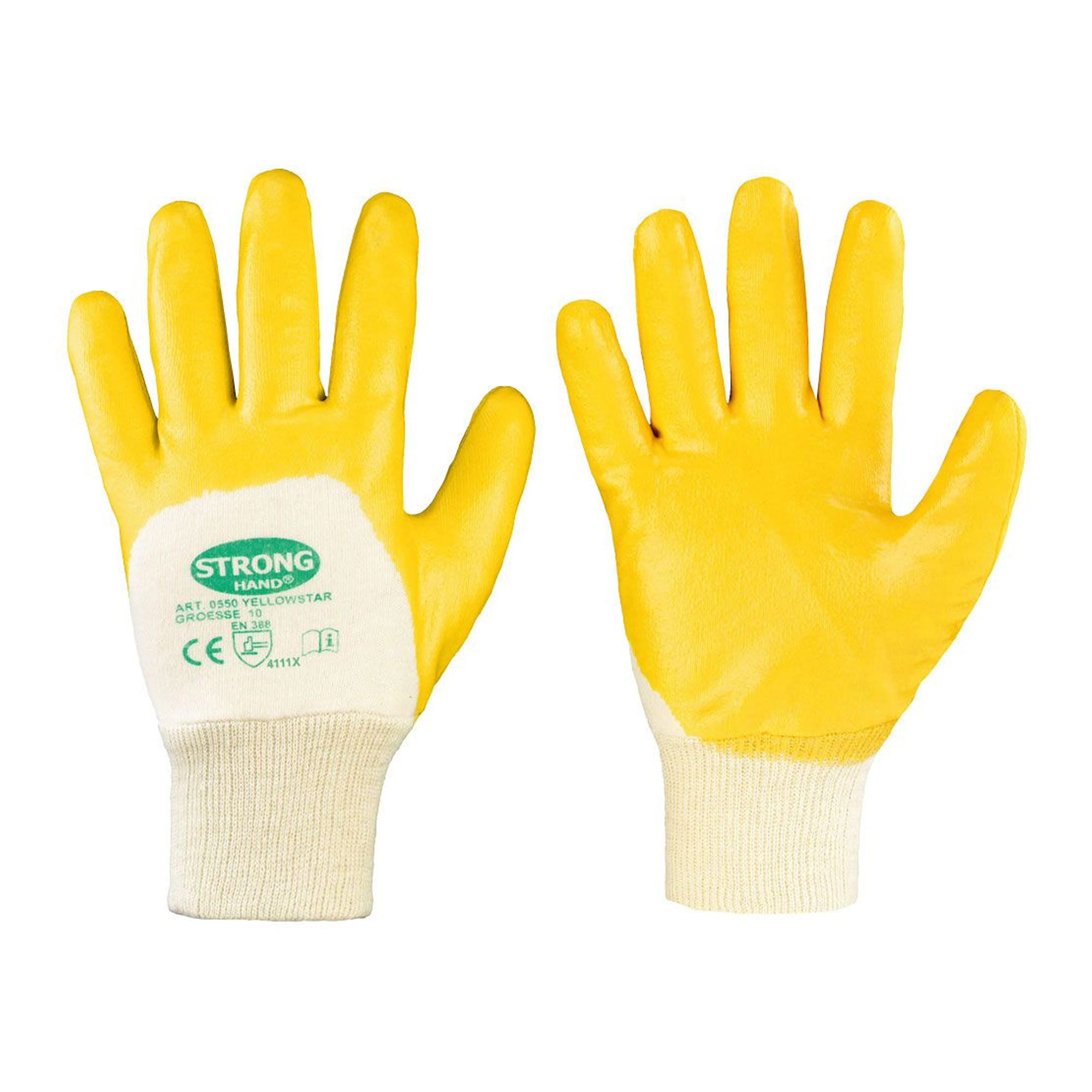 Stronghand Yellowstar 0550 Arbeitshandschuhe mit Nitril-Beschichtung natur/gelb, VE 144 Paar