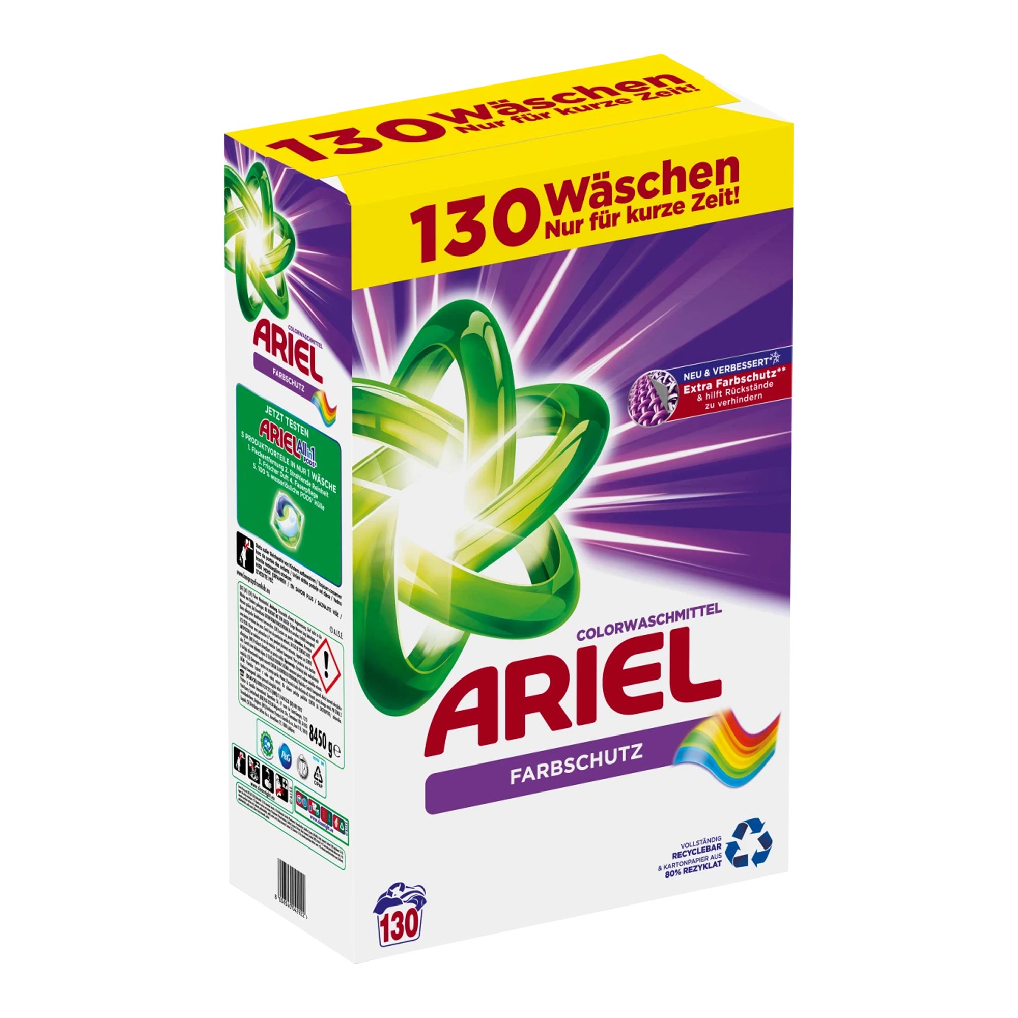 Ariel Farbschutz Colorwaschmittel Pulver, 130 Wl