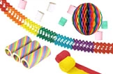 Party Deko Set Regenbogen mit Papiergirlande, Wabenball, Luftschlangen und Konfetti für farbenfrohe Partydeko, Artikelnummer 106-162-512
