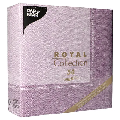 PAPSTAR Servietten "ROYAL Collection" 1/4-Falz 40 x 40 cm flieder "Linum", 5 x 50 Stück, hochwertige Premium-Servietten in Stoffoptik, weich, formstabil und FSC-zertifiziert