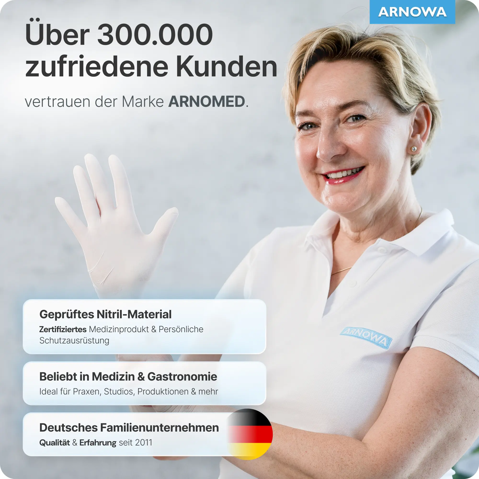 ARNOMED CLASSIC NITRIL WHITE 200er Nitrilhandschuhe weiß puderfrei, VE 200 Stück