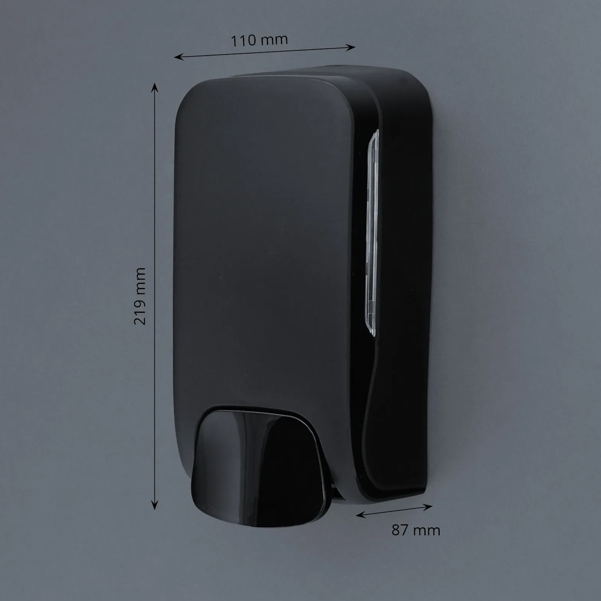 SEMYtop Seifenspender 500 ml Kunststoff, nachfüllbar, schwarzer Wand-Seifenspender mit Druckhebel für moderne Waschräume, Art.-Nr. ST-SS-500-SW