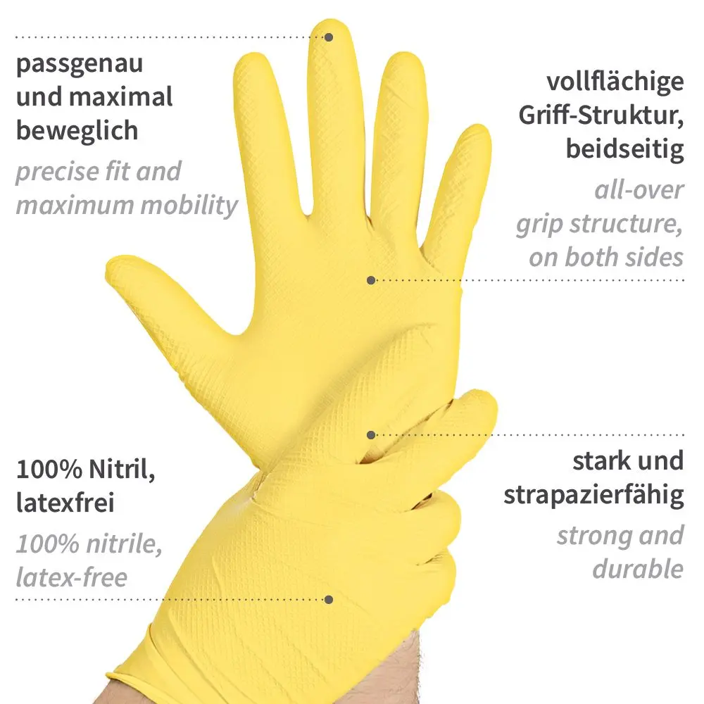 Hygostar Power Grip Nitrilhandschuhe gelb puderfrei, VE 500 Stück