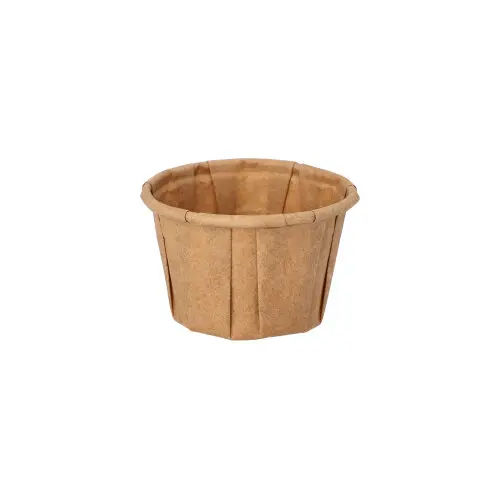 PAPSTAR Dressingbecher Papier "pure" 25 ml, braun, ø 4,4 cm, Höhe 2,8 cm, mikrowellengeeignet und geschmacksneutral für Dressings, Saucen und Dips, Artikel 37069