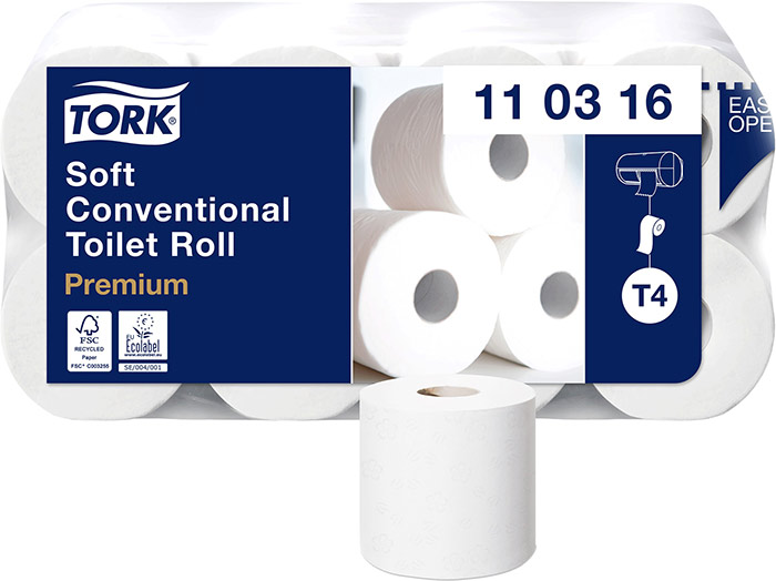 Toilettenpapier 3-lagig mit 250 Blatt aus Zellstoff in hochweiß