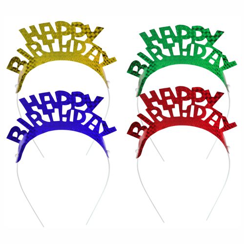 PAPSTAR 4 Haarreifen farbig sortiert "Happy Birthday" "Metallic"