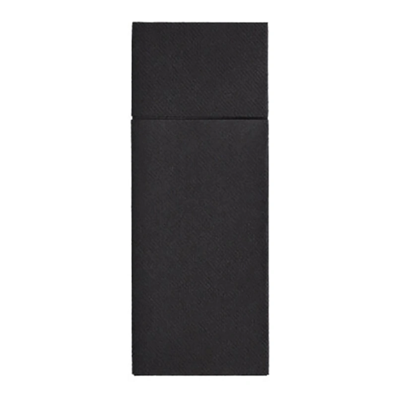 Starpak Bestecktaschen, Airlaid 40 cm x 33 cm schwarz mit Besteckfalz