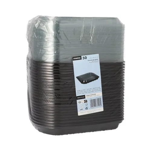 Starpak Sushi-Schalen R-PET rechteckig 21 cm x 18 cm x 4,3 cm schwarz mit transparentem Deckel