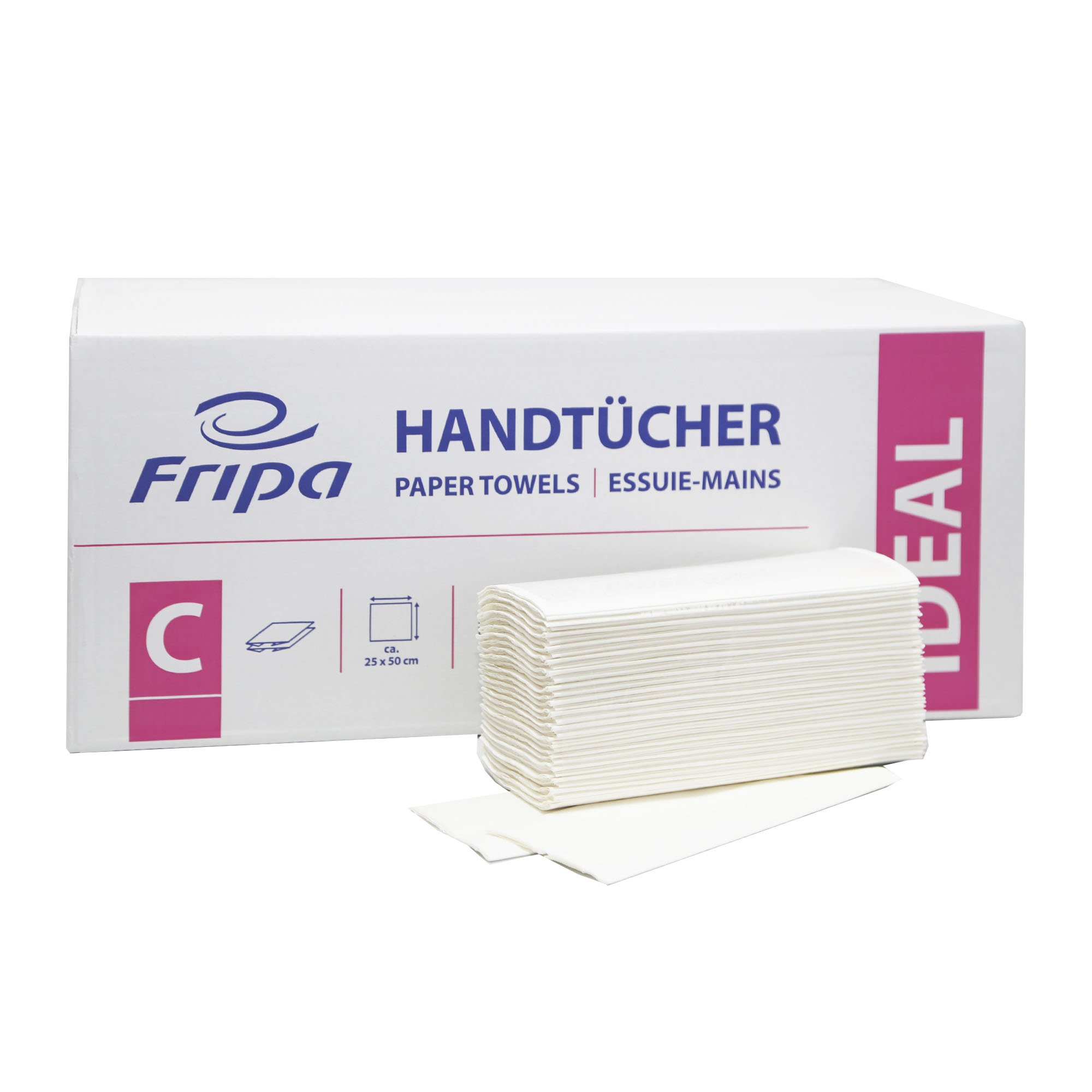 Fripa Papierhandtücher Ideal C-Falz, 25x50 cm, 1-lagig, Zellstoff-Mix