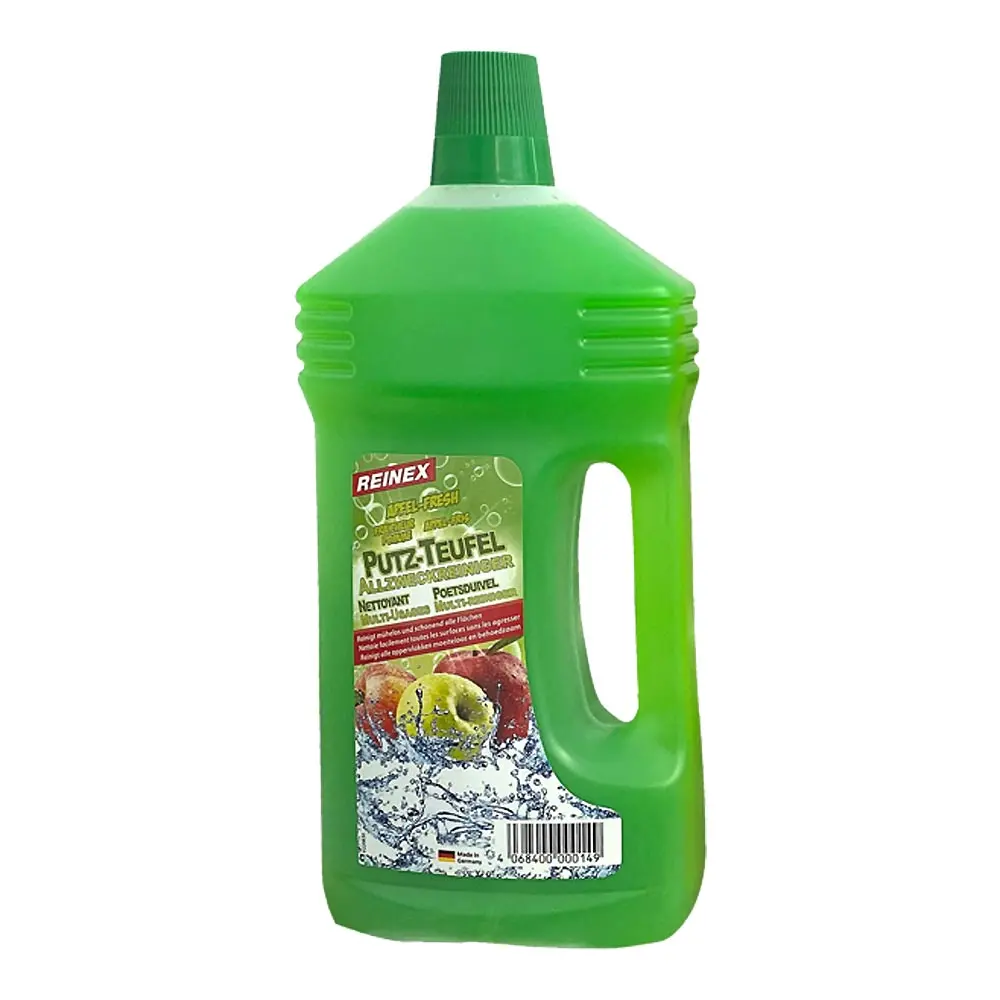 Reinex Putz-Teufel Allesreiniger Universalreiniger mit frischem Apfelduft in grüner 1-Liter-Flasche, starker Universalreiniger gegen Fett, Kalk und Schmutz auf vielen Oberflächen, Artikelnummer 4068400000149