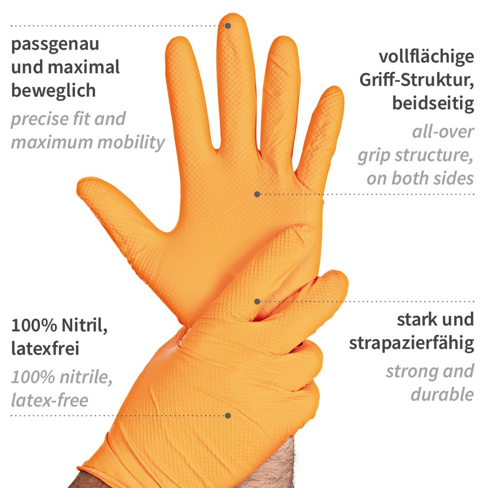 Hygostar Power Grip Light Nitrilhandschuhe orange puderfrei, VE 1000 Stück