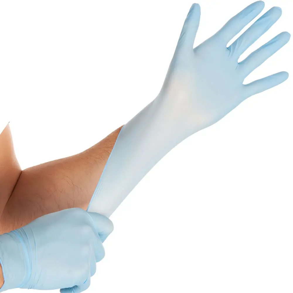 Hygostar Safe Super Stretch Nitrilhandschuhe blau puderfrei, dehnbare Nitril-Einweghandschuhe für medizinische Bereiche, Pflege und Lebensmittelindustrie, VE 1000 Stück