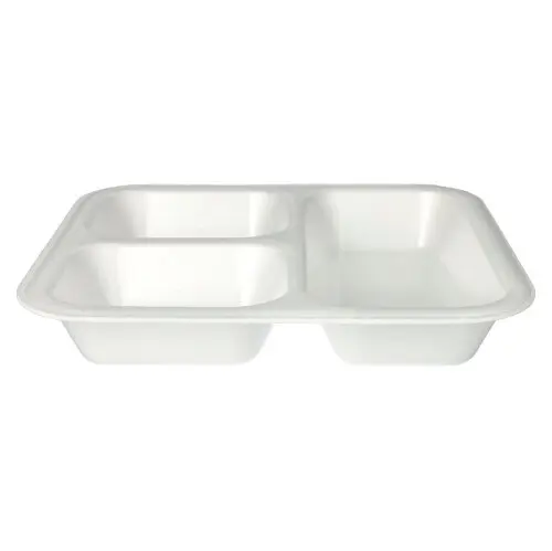 Starpak Siegelschalen XPS 3-geteilt 1350 ml, weiße laminierte Menüschale 24,5 x 26,5 x 4,2 cm, stabile geschmacksneutrale Qualität von PAPSTAR