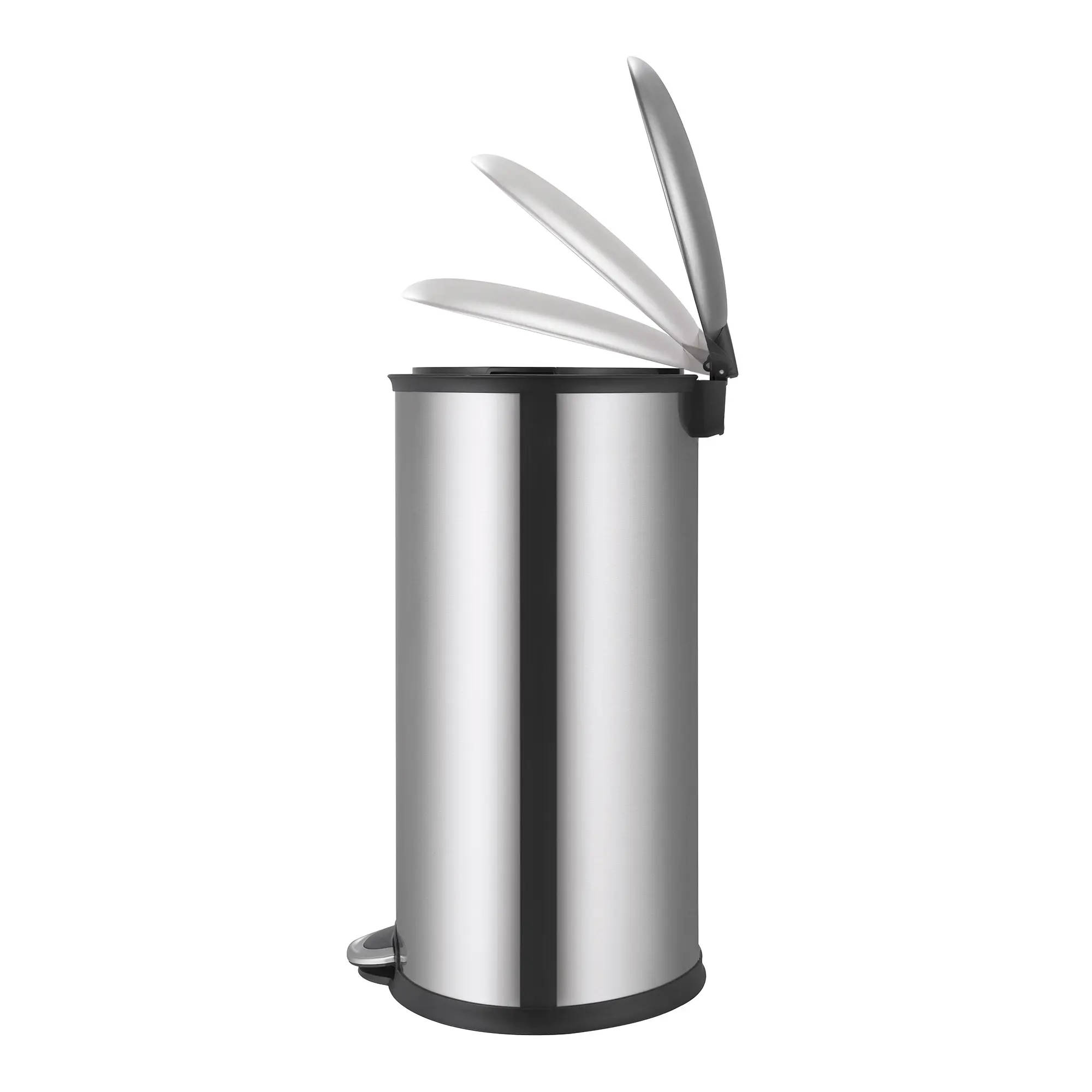 EKO Ellipse Tretmülleimer 30 Liter in ellipsenförmigem, mattem Edelstahl mit Pedal, Soft-Close-Deckel und Anti-Fingerabdruckbeschichtung