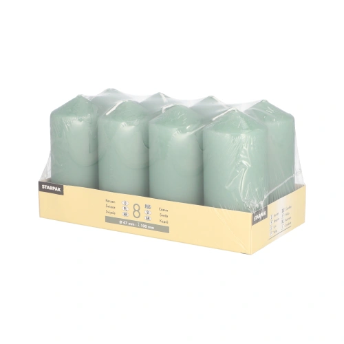 Starpak Stumpenkerzen Ø 47 mm, 100 mm blaugrün, 6 x 8 Stück