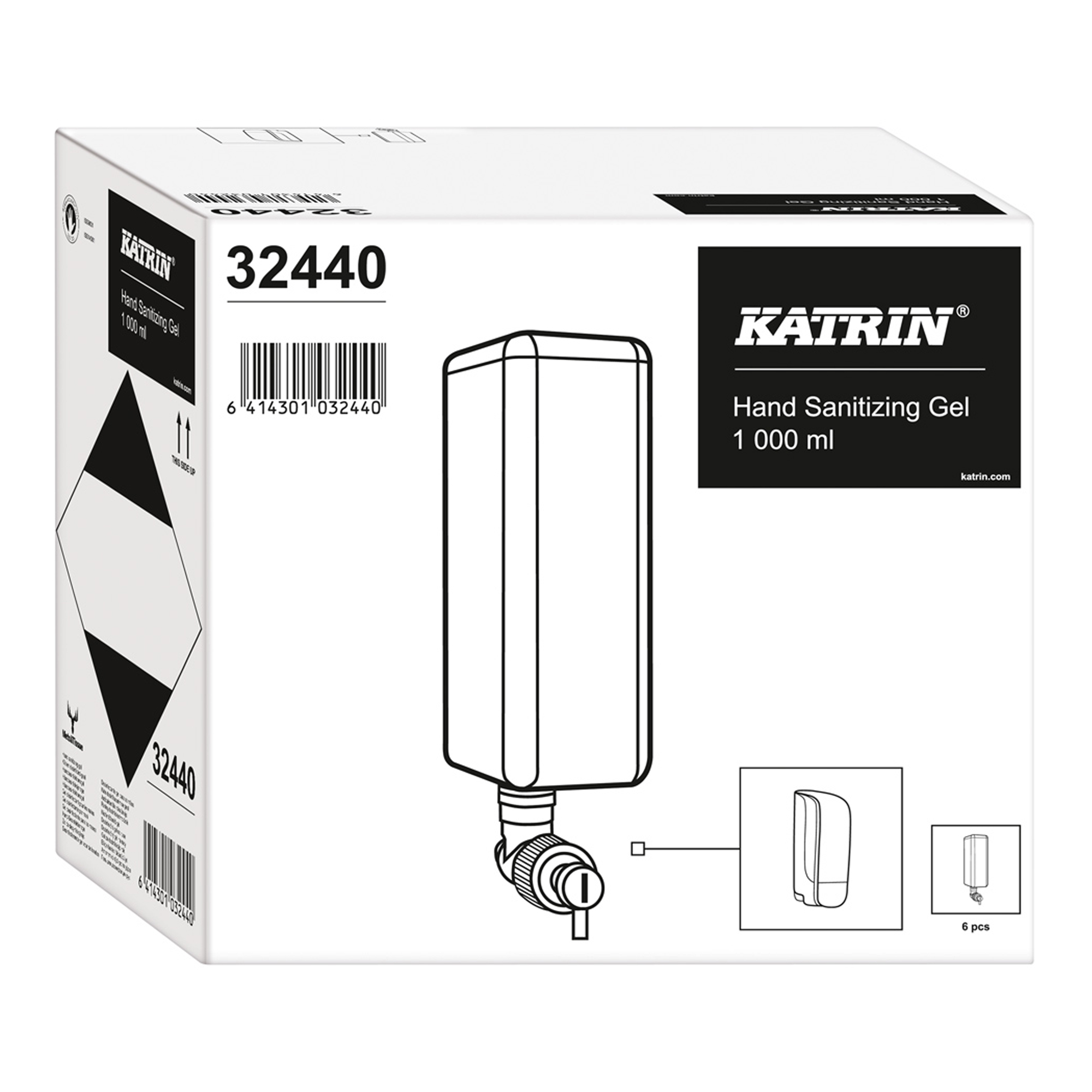 Katrin 32440 Handdesinfektionsgel 6 x 1000 ml