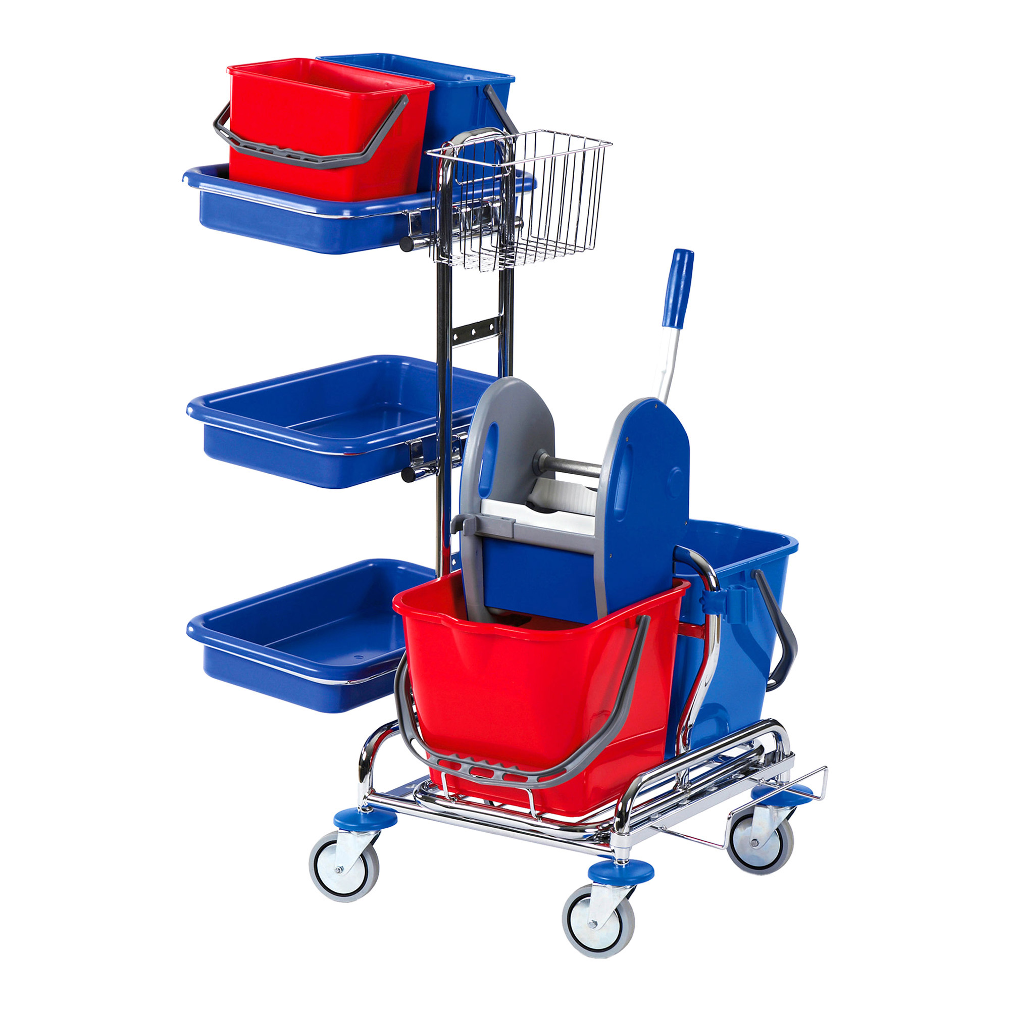 Produktbild von 1a Profiline Gerätewagen V.1 Mit Ein-Eimer-Wischeinheit – Reinigungswagen Mit Müllsackständer