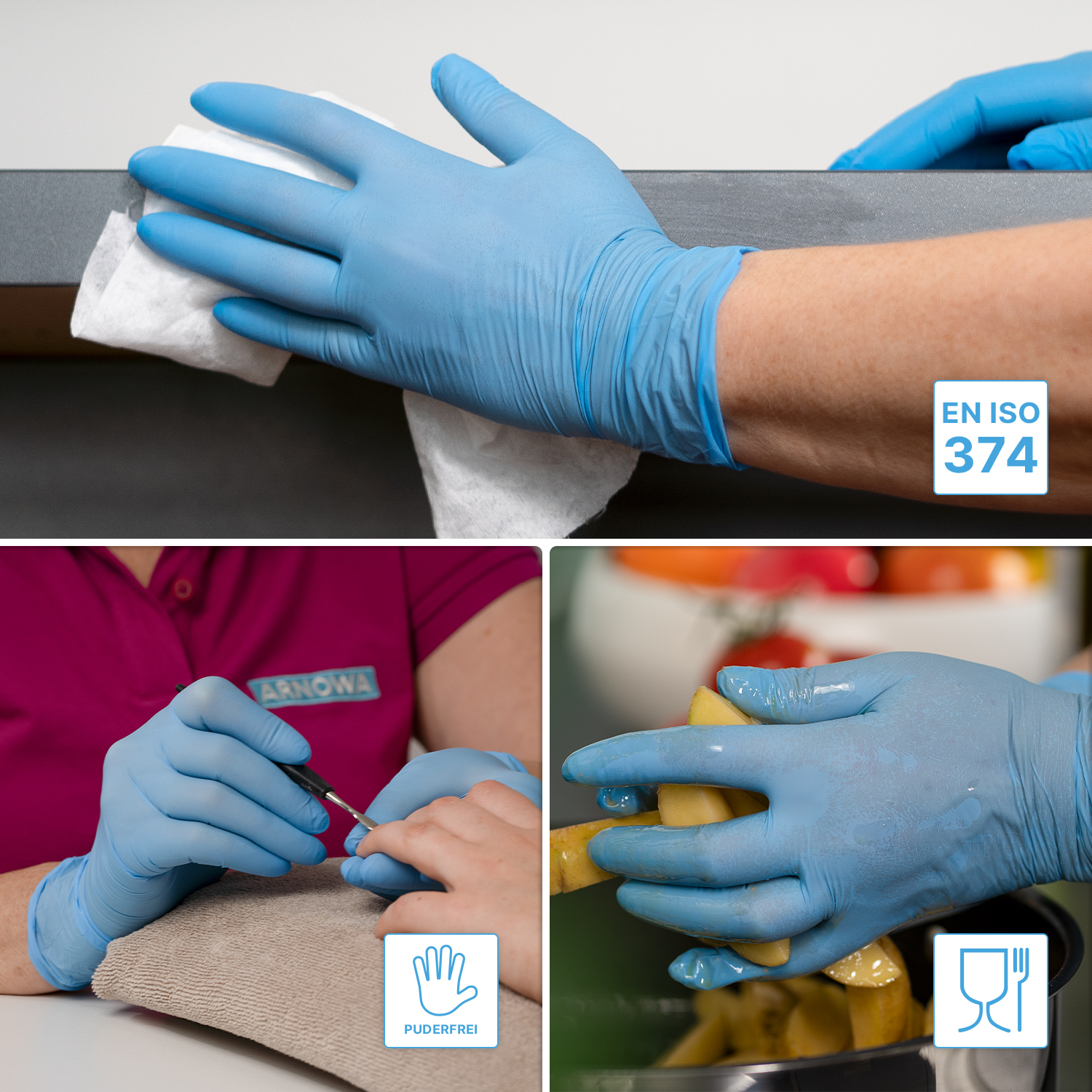 ARNOMED CLASSIC NITRIL BLUE 200er Nitrilhandschuhe blau puderfrei, VE 200 Stück