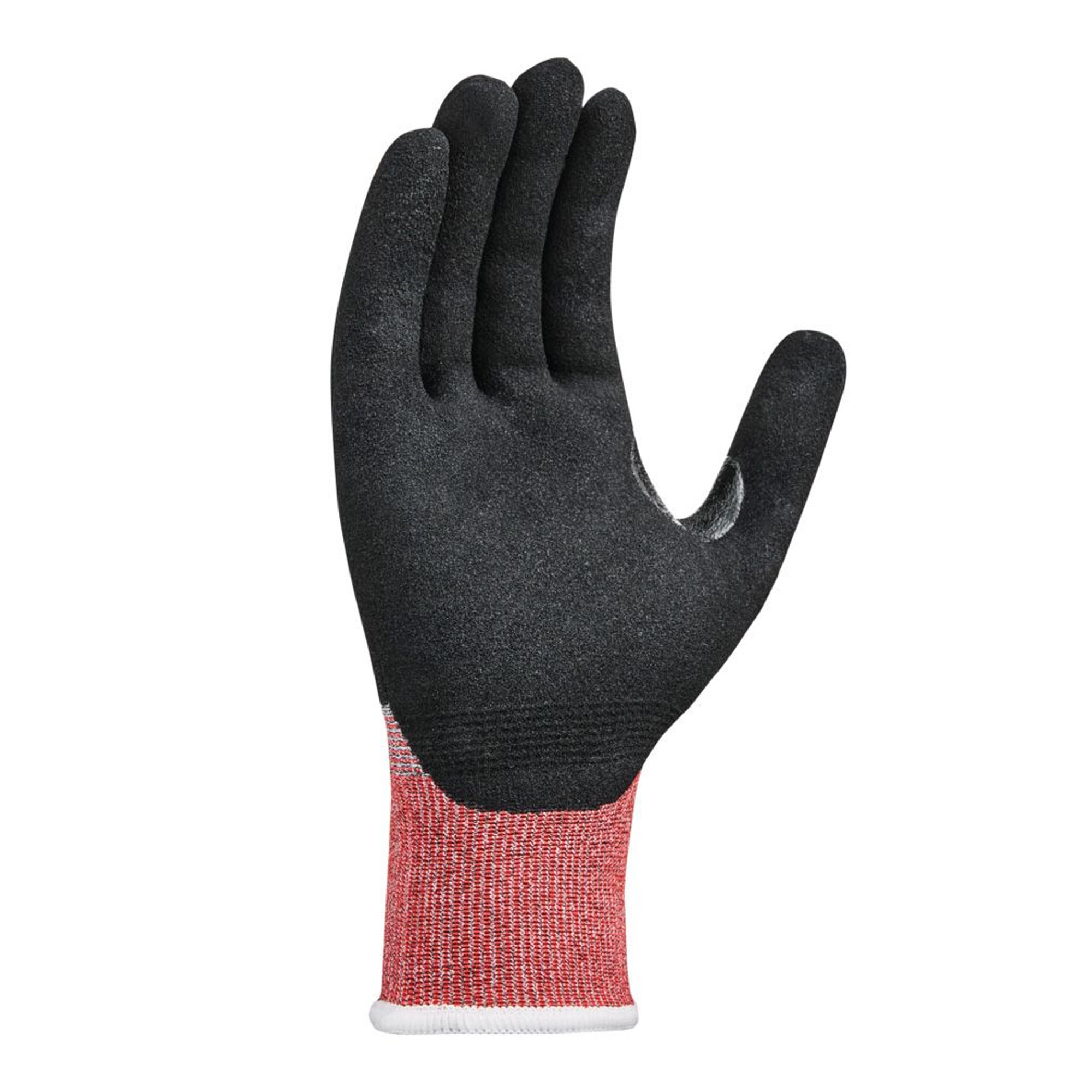 teXXor 2640, CUT F Schnittschutzhandschuhe mit Nitril, gesandet-Beschichtung grau-meliert/rot/schwarz, VE 144 Paar