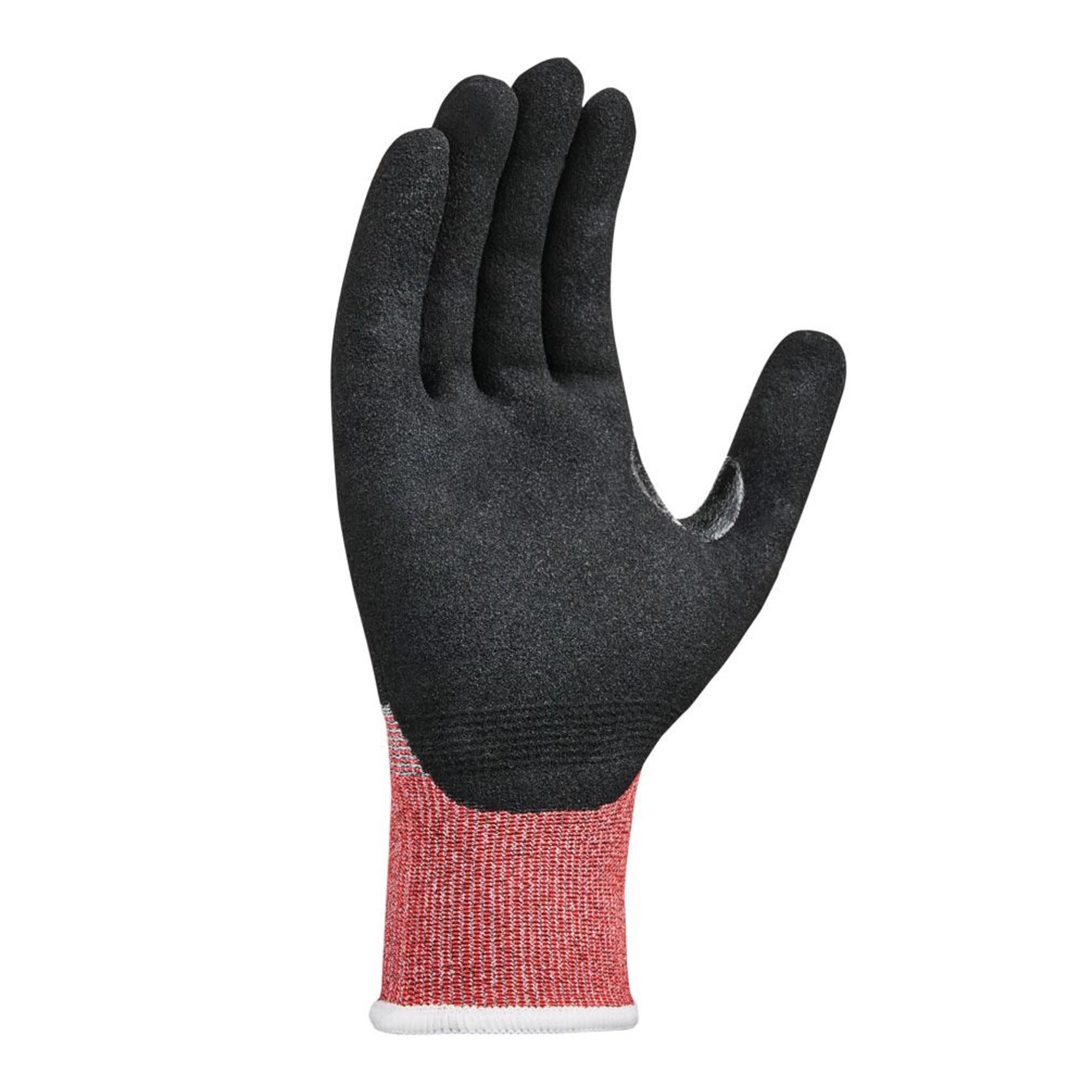 teXXor 2640, CUT F Schnittschutzhandschuhe grau-meliert/rot/schwarz, VE 144 Paar