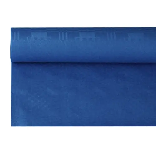 PAPSTAR Papiertischtuch mit Damastprägung 8 m x 1,2 m dunkelblau auf Rolle, stabiles Papiertischtuch für Feste und Events