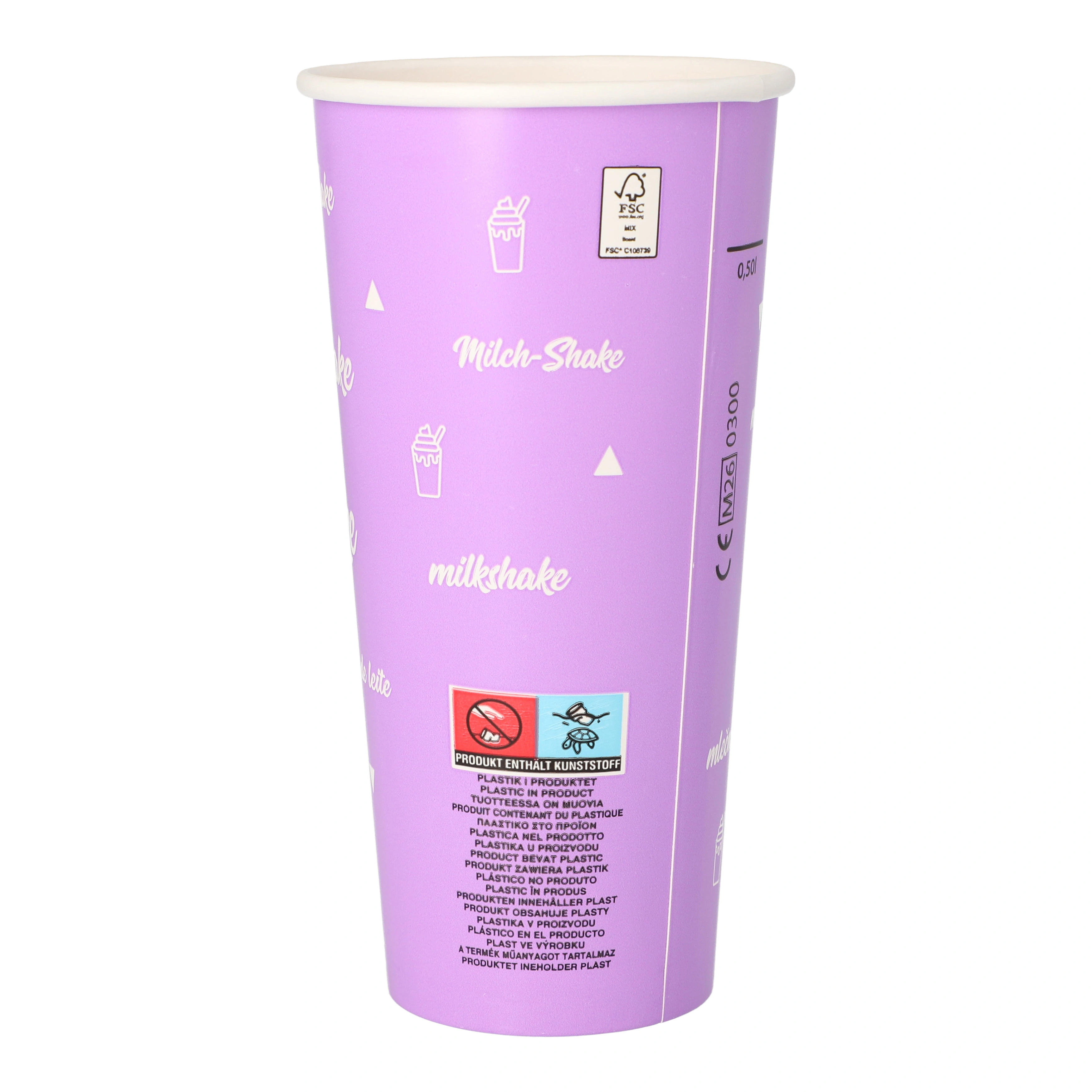 Starpak Shake-Becher, Pappe 0,5 l Ø 9 cm, lila "Milk-Shake", 20 x 35 Stück
