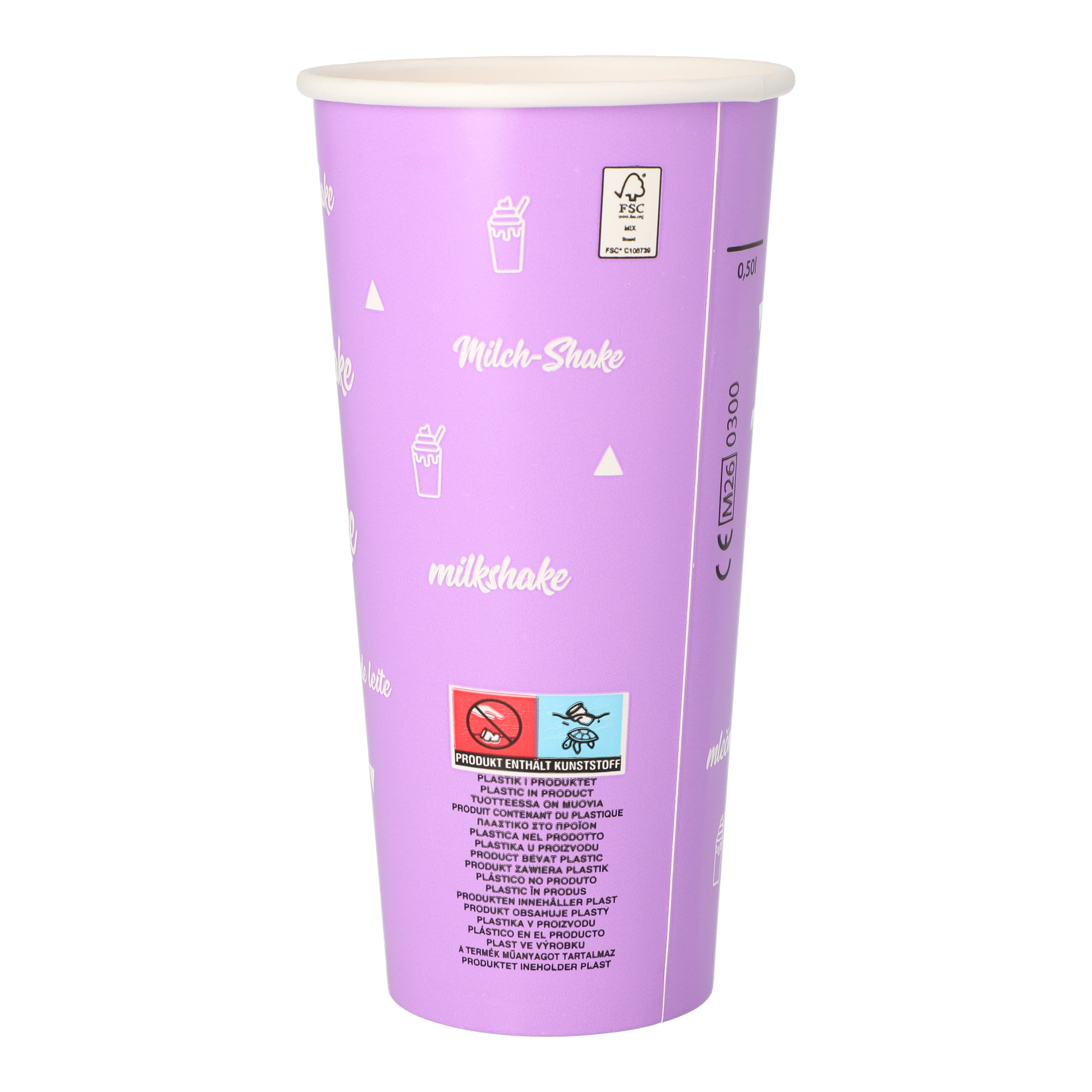 Starpak Shake-Becher, Pappe 0,5 l Ø 9 cm, lila "Milk-Shake", 20 x 35 Stück