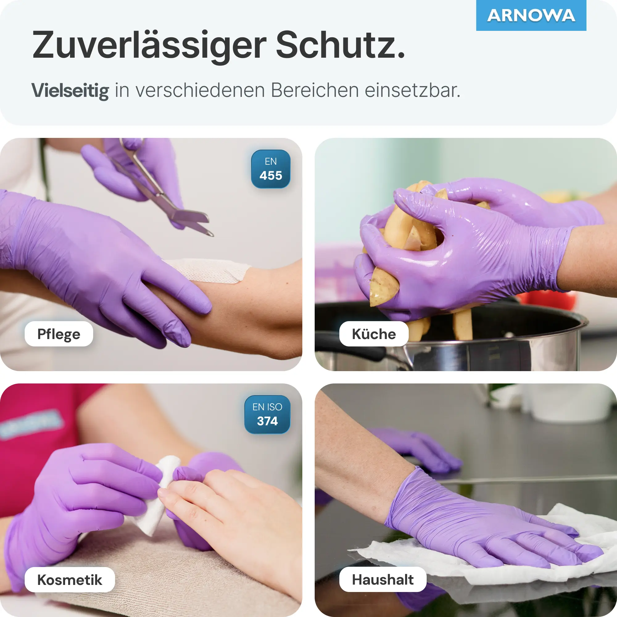 ARNOMED RAINBOW NITRIL LAVENDER VIOLET Nitrilhandschuhe lila puderfrei von ARNOMED, vielseitig einsetzbar in Pflege, Küche, Kosmetik und Haushalt, VE 100 Stück
