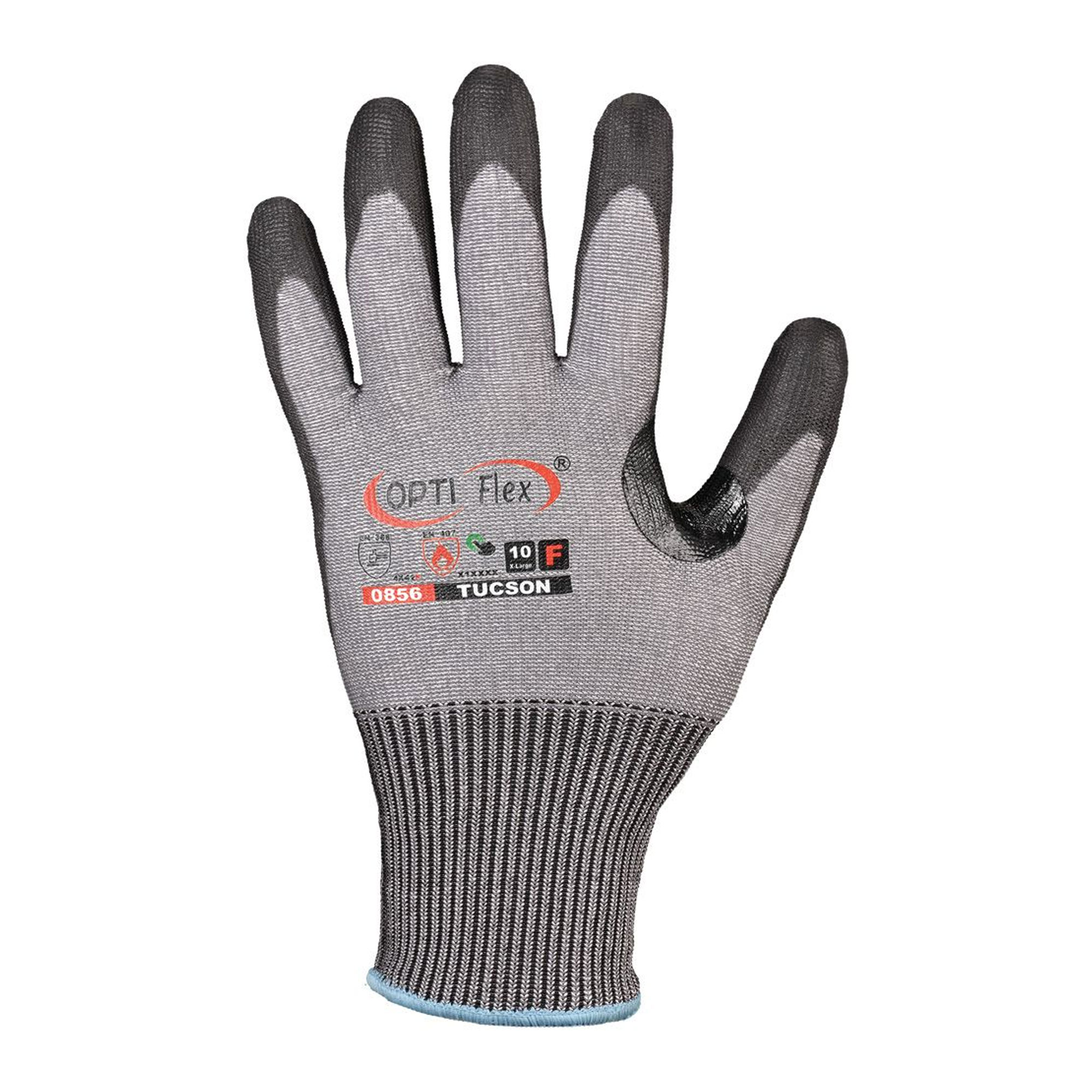 Optiflex Tucson 0856 Schnittschutzhandschuhe mit Polyurethan-Beschichtung grau/schwarz, VE 60 Paar