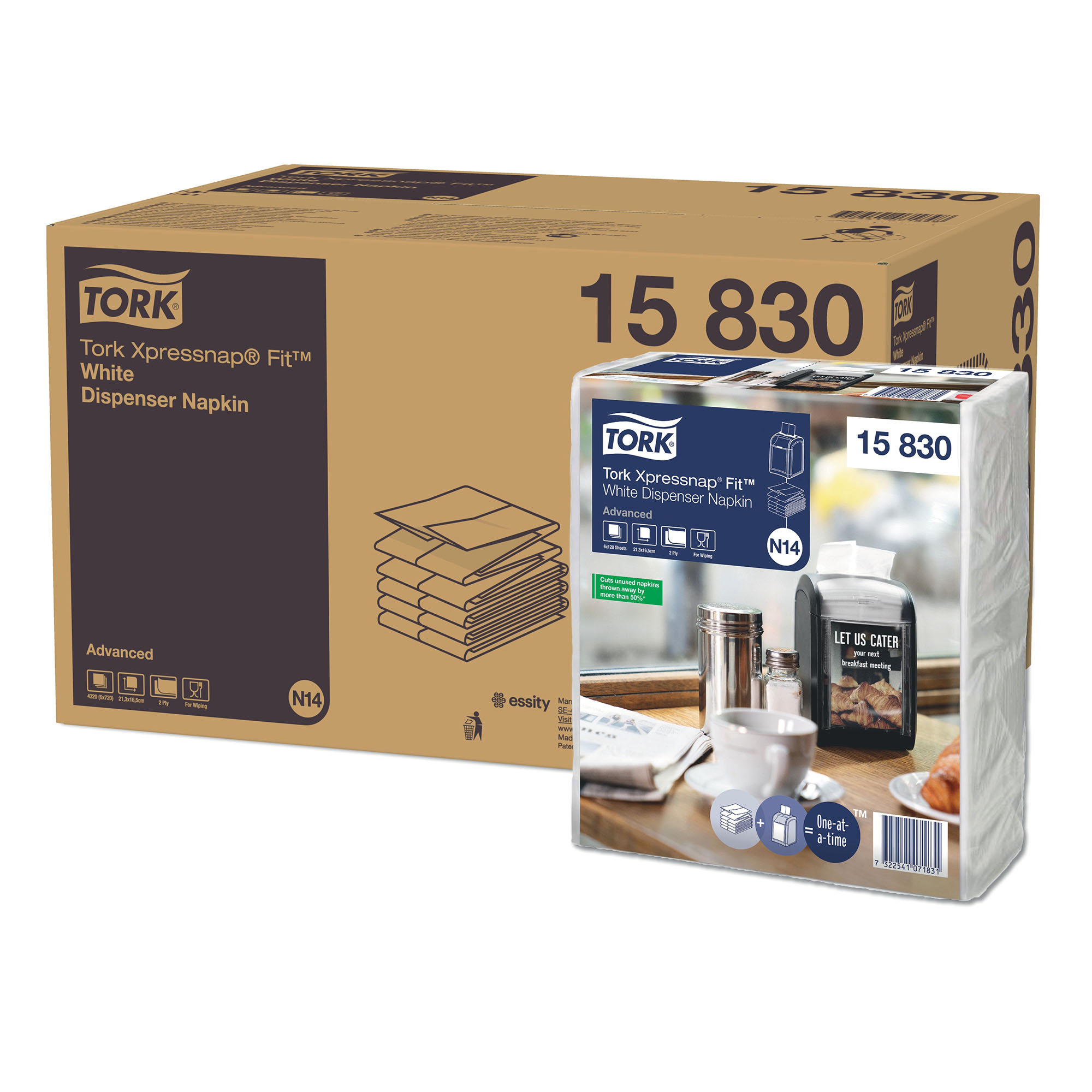 Tork 15830 Advanced Xpressnap Fit Spenderserviette N14 Multifold Z, 10,7 x 8,3 cm, 2-lg, weiß