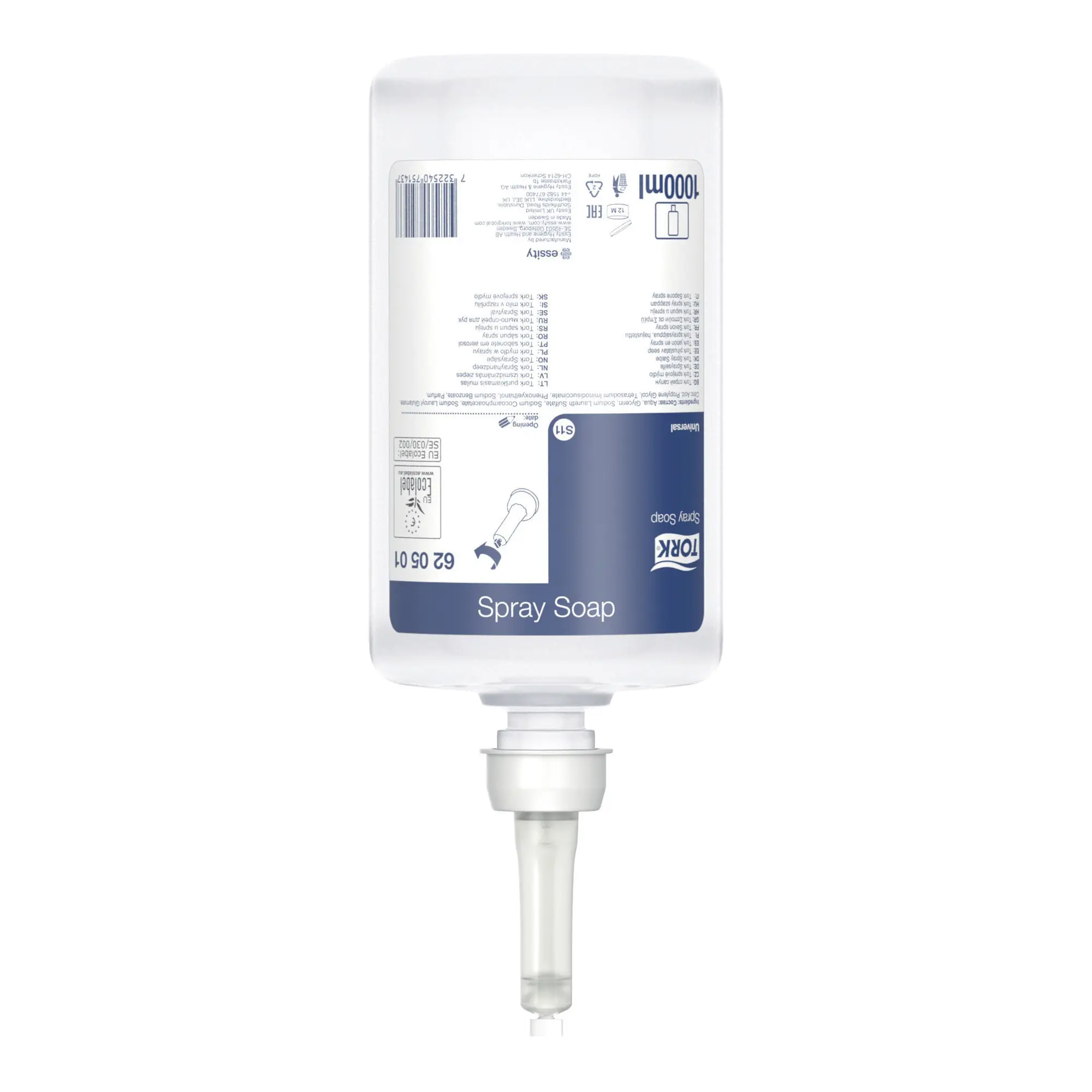 Tork 620501 Sprayseife parfümiert S11, milde Sprühseife 1000 ml Nachfüllkartusche für Tork Spendersystem, Artikel 620501
