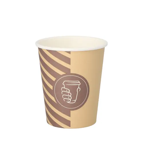 Starpak Trinkbecher Pappe 0,2 l Coffee Line Ø 8 cm, 9,2 cm von PAPSTAR, brauner Einweg-Kaffeebecher stabil und lebensmittelecht, geeignet von -10 bis +100 Grad