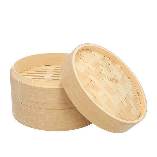 PAPSTAR Dampfgarer Bambus "ASIA" Ø 21 cm, 13,5 cm 3-teilig, 8 x 1 Stück