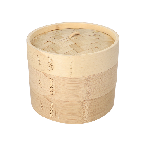 PAPSTAR Dampfgarer Bambus "ASIA" Ø 18 cm, 13,5 cm 3-teilig, 8 x 1 Stück