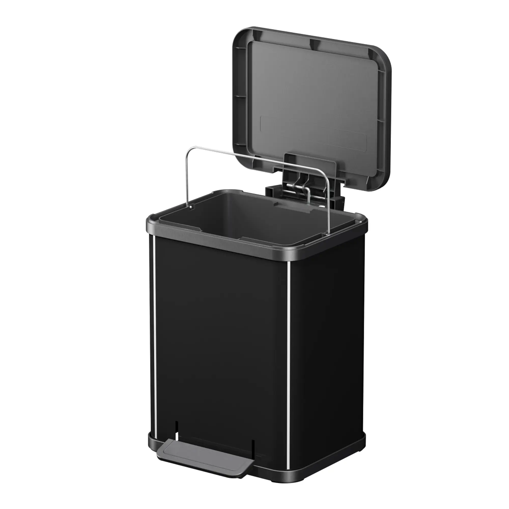 Hailo Öko uno Plus M 17 Liter Tretmülleimer in Schwarz mit Soft-Close-Deckel, breitem Kunststoff-Pedal und herausnehmbarem Kunststoffeinsatz, Hailo