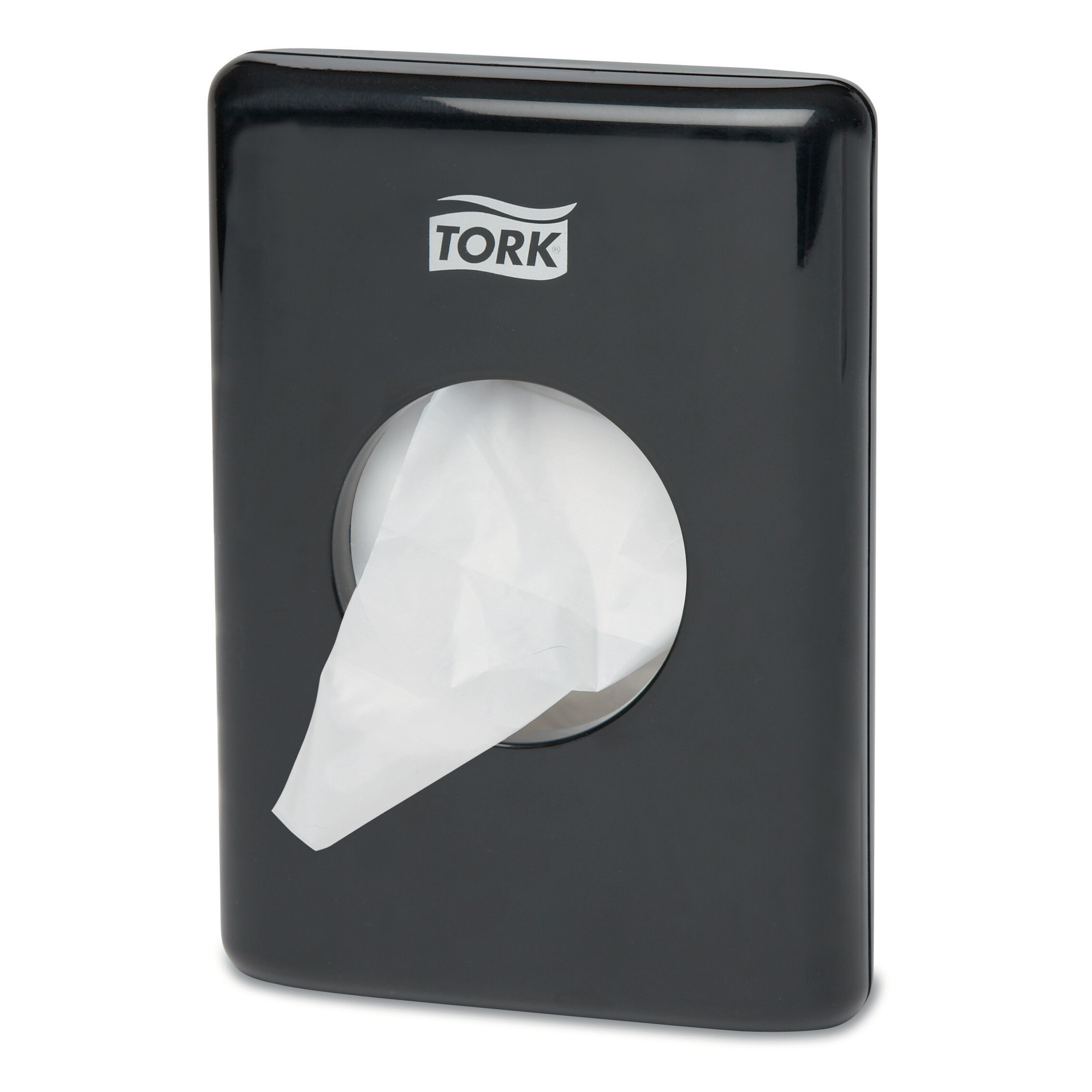 Tork Spender für Hygienebeutel B5 schwarz zur hygienischen Abfallentsorgung in Waschräumen, Wandmontage-Kunststoffspender, Artikelnummer 566008