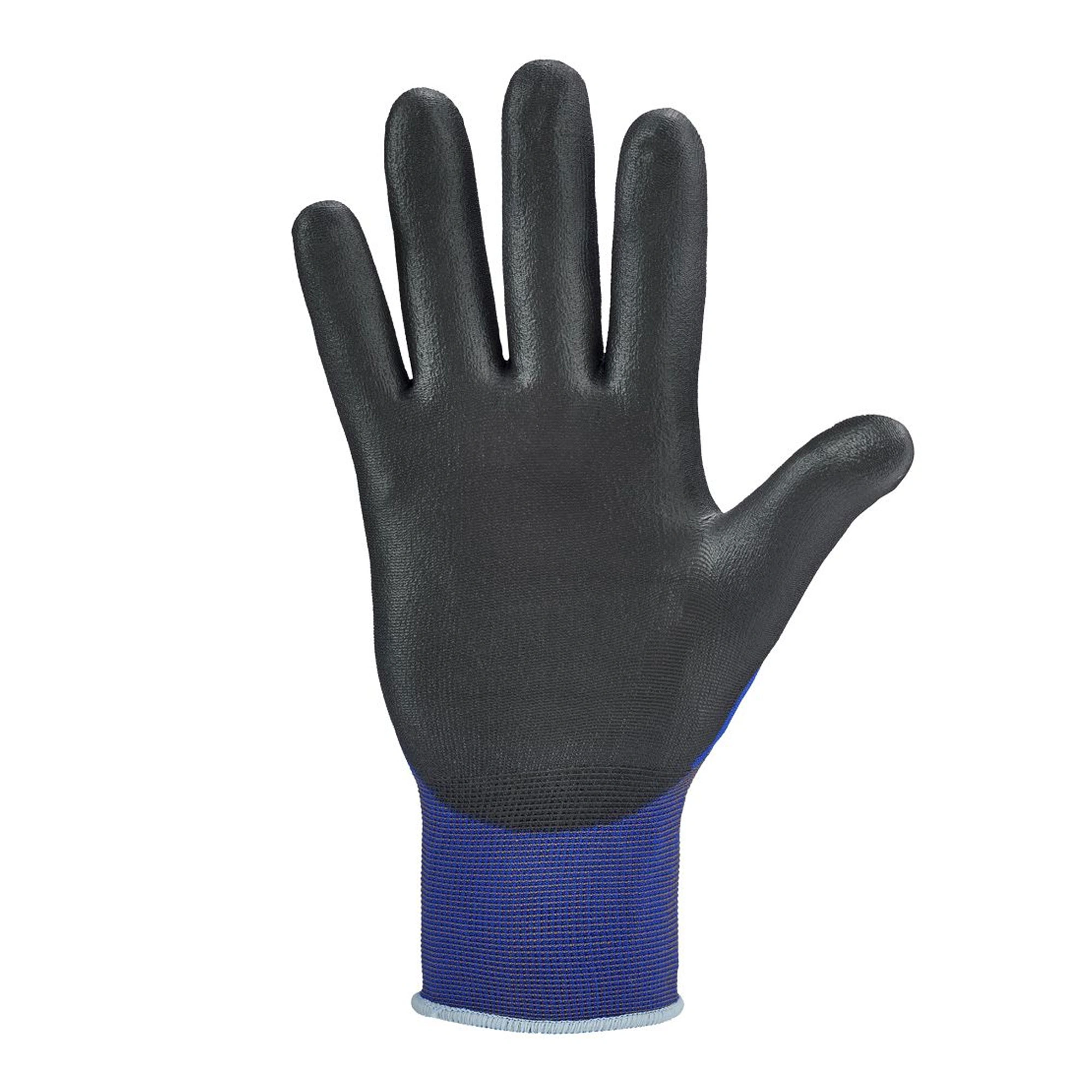 Optiflex Yanta 0740 Feinstrickhandschuhe mit Polyurethan-Beschichtung blau/schwarz, VE 120 Paar