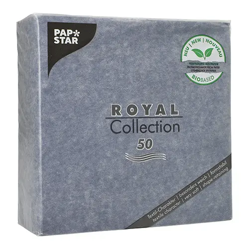 PAPSTAR 50 Servietten "ROYAL Collection" 1/4-Falz 40 cm x 40 cm dunkelblau in Papierverpackung