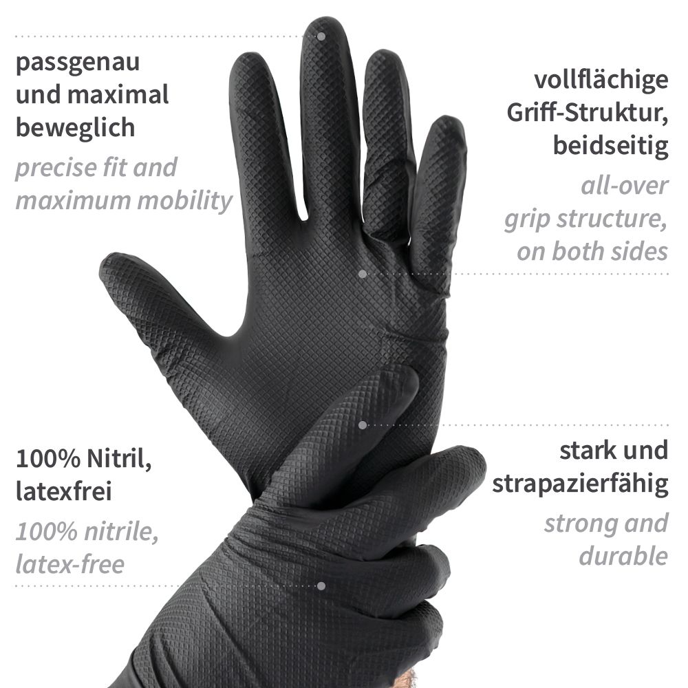 Hygostar Power Grip Light Nitrilhandschuhe schwarz puderfrei, VE 1000 Stück