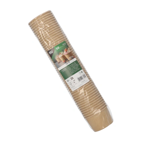 PAPSTAR Eisbecher, Pappe rund 125 ml Ø 7,5 cm, 4,8 cm braun im Folienschlauch, Stapel mit 50 umweltfreundlich beschichteten Pappbechern für Eis und Desserts, 10 x 50 Stück