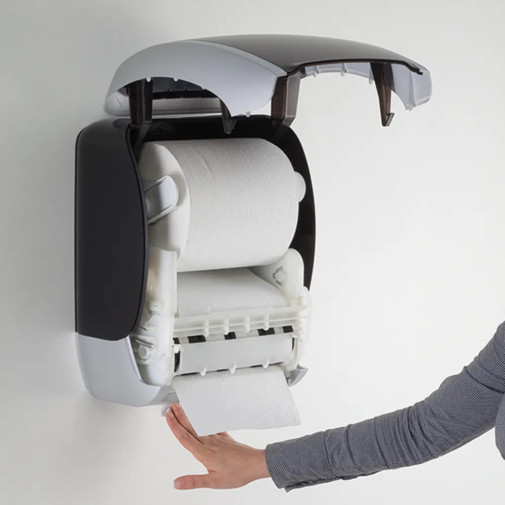 Cosmos Sensor Handtuchrollenspender von JM Metzger, automatischer berührungsloser Handtuchrollenspender für 1‑lagige und 2‑lagige Papierhandtuchrollen mit einstellbarer Papierlänge