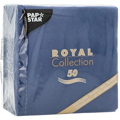 PAPSTAR 50 Servietten "ROYAL Collection" 1/4-Falz 25 cm x 25 cm dunkelblau