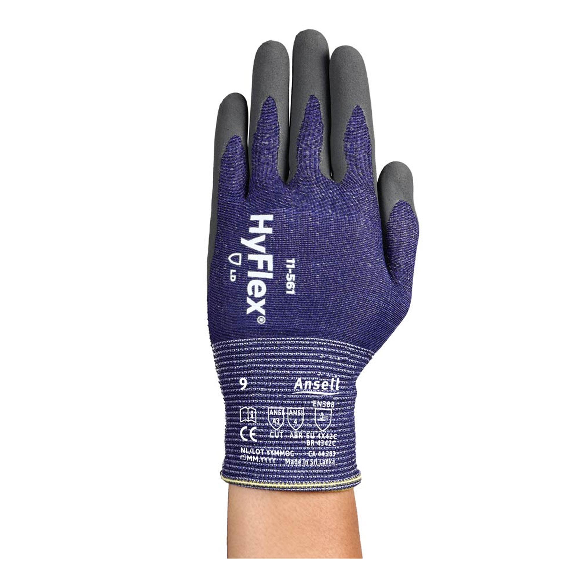 Ansell HyFlex 11-561 Schnittschutzhandschuhe mit Nitril-Beschichtung blau/grau, VE 144 Paar