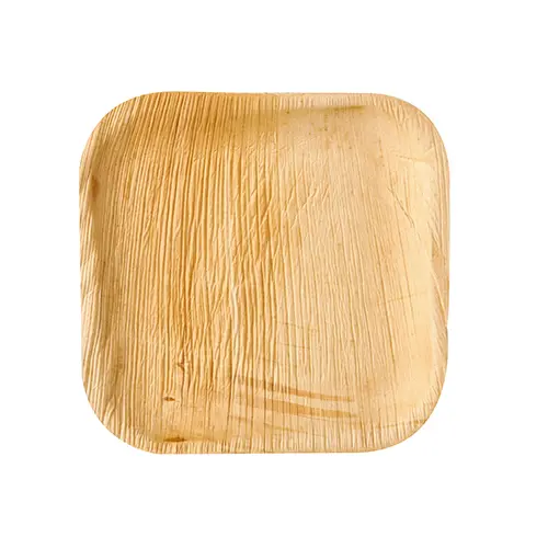 PAPSTAR Teller, Palmblatt pure eckig 18 x 18 x 1,5 cm, stabiler kompostierbarer Einwegteller aus Palmblatt, natürliche Holzoptik, Set 10 x 6 Stück