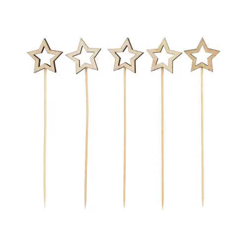 PAPSTAR Fingerfood - Picker 14 cm "Star" aus Bambus, dekorative Fingerfood-Spieße in Sternform für Buffet, Party und Catering, 800 Stück im Karton