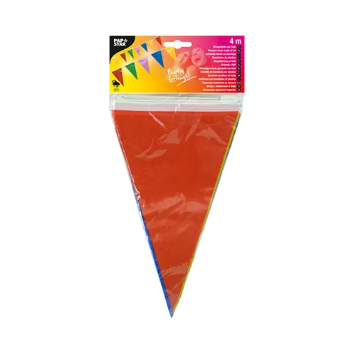 PAPSTAR Wimpelkette, Folie 4 m farbig wetterfest, bunte Folien-Wimpelgirlande mit 16 Wimpeln für Partys und Events, Art.-Nr. 19266