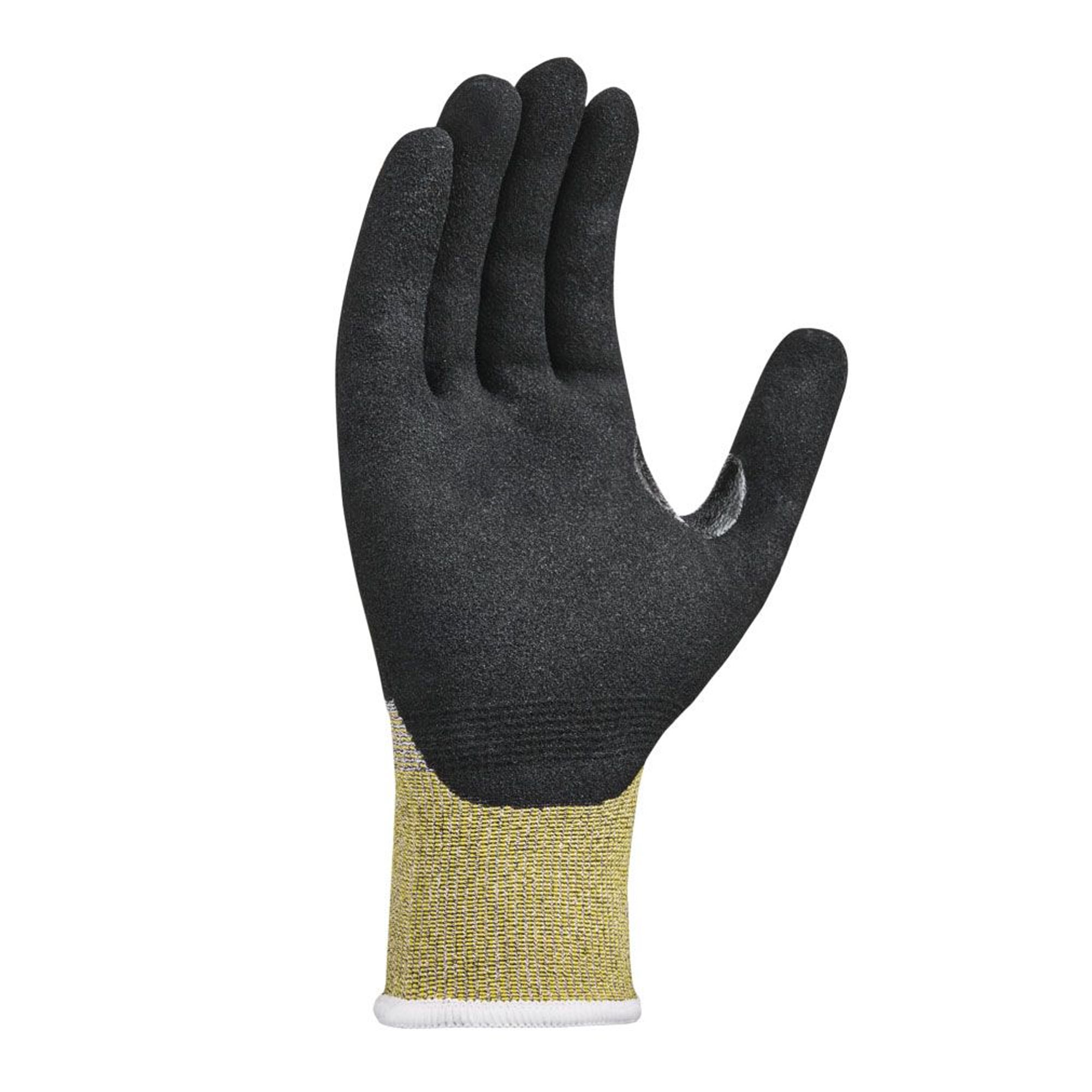 teXXor 2620, CUT D Schnittschutzhandschuhe mit Nitril, gesandet-Beschichtung grau-meliert/gelb/schwarz, VE 144 Paar
