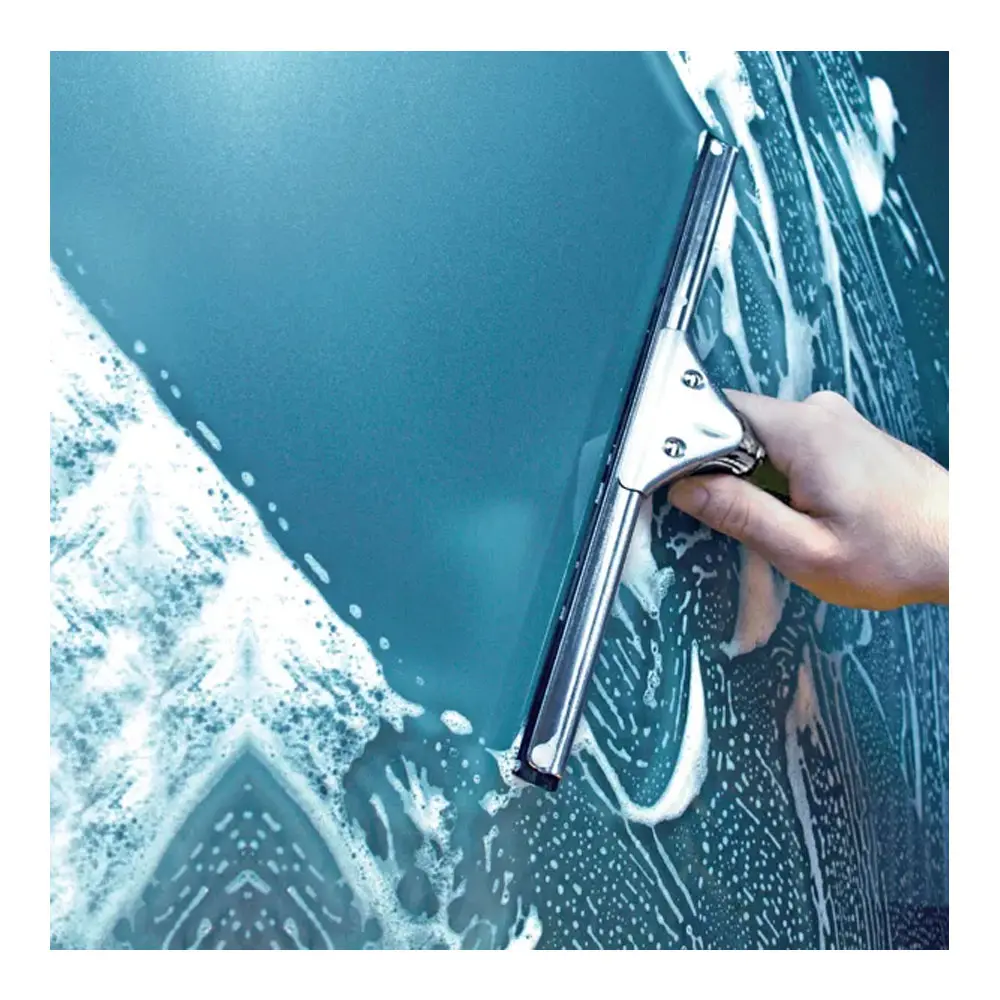 Unger PRO Starter Set 2in1 Glasreinigungsset, 2-teilig von Unger, Fensterwischer aus Edelstahl mit Soft-Gummi reinigt streifenfrei eine nasse Glasfläche